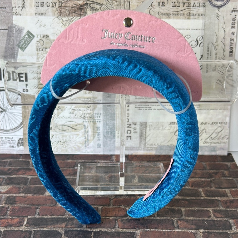 Juicy Couture Bold Blue Velvet Headband NWT